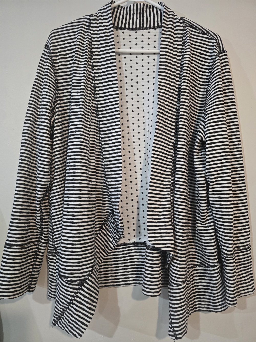 Chico's Black and White Striped Open Front Cardigan Size 1X